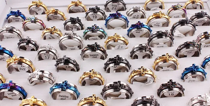 5 шт. вращающиеся кольца из нержавеющей стали Размер 7 12 мм 0015|ring band|stainless steel
