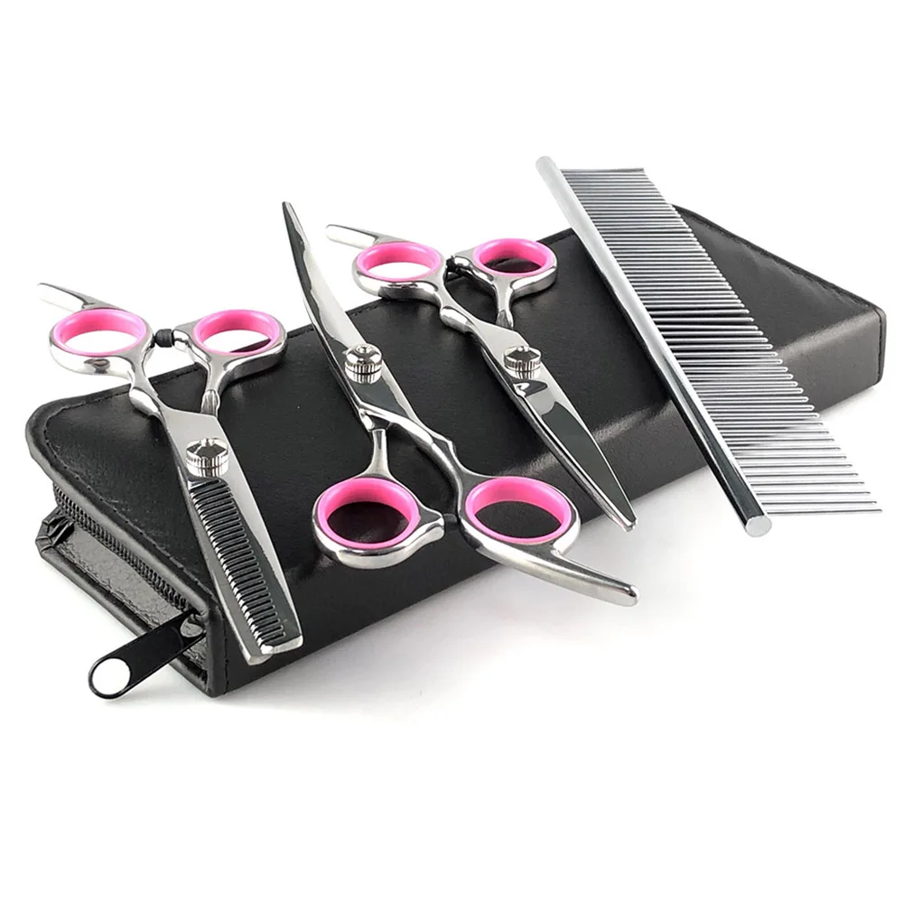 

Stainless Steel Pet Scissors 6 inch/Set Dog Cat Grooming Sets Curved Thinning Straight Shears Sharp Cutting Tools Kit With Comb