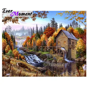 

Ever Moment Diamond Painting 5D DIY House Tree Viliage River Deer Landscape Picture Of Rhinestone Diamond Embroidery 3F784