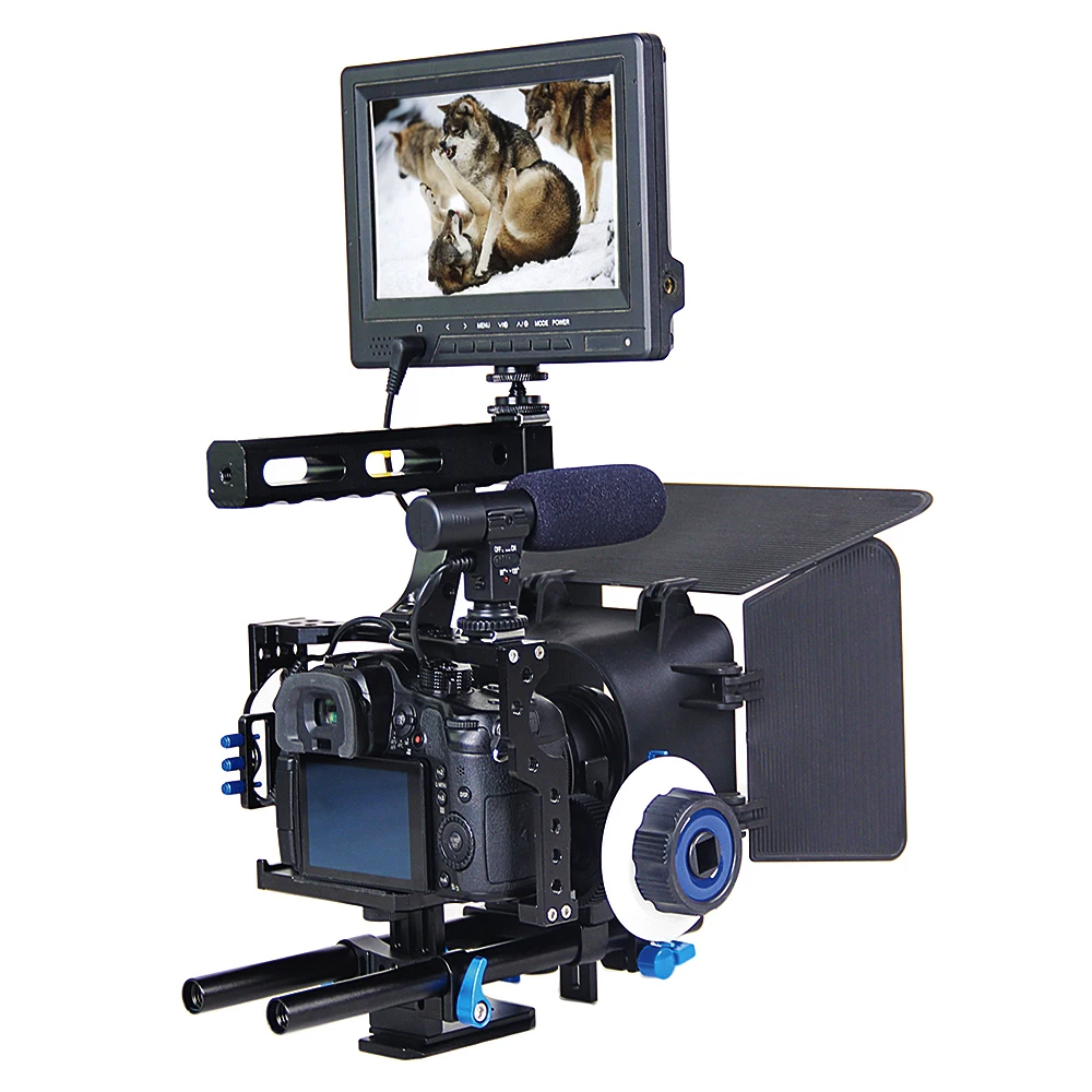 Professional Handle DSLR Rig Stabilizer Video Camera Cage/Follow Focus/Matte Box Kit For Sony A7S A