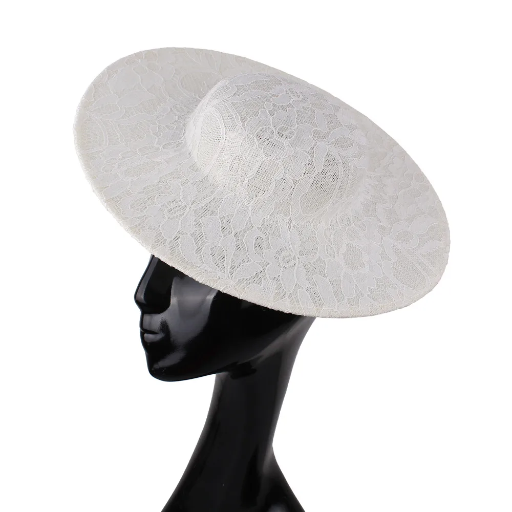 Новое поступление 30 см слоновая кость большой размер millinery имитация Sinamay вуалетки база с кружевом Коктейльные Вечерние hat DIY аксессуары для волос