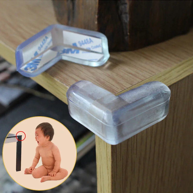 4 PCS/ Lot  PVC Soft Transparent Baby Children Kids Safe Bed Table Desk Corner Protection Cover Furniture Accessories