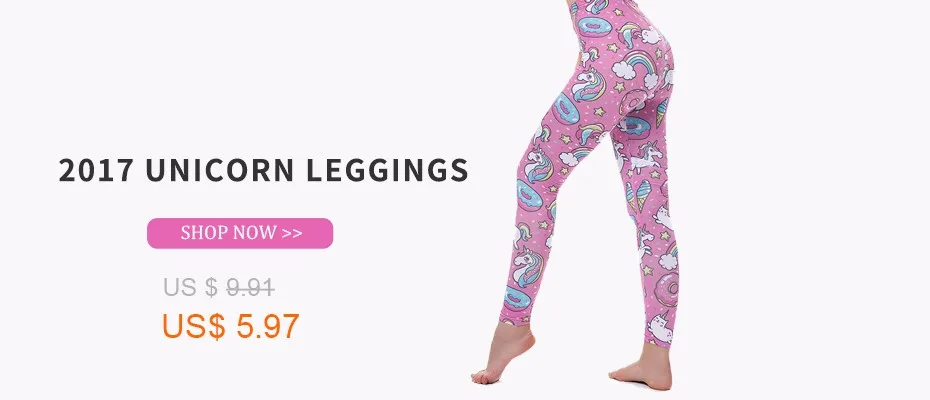 KYKU Brand Unicorn Leggings Women Leggins Fitness Legging Sexy Pants High Waist Push Up Shiny 3d Printed Rainbow Star Cat Donuts pink leggings