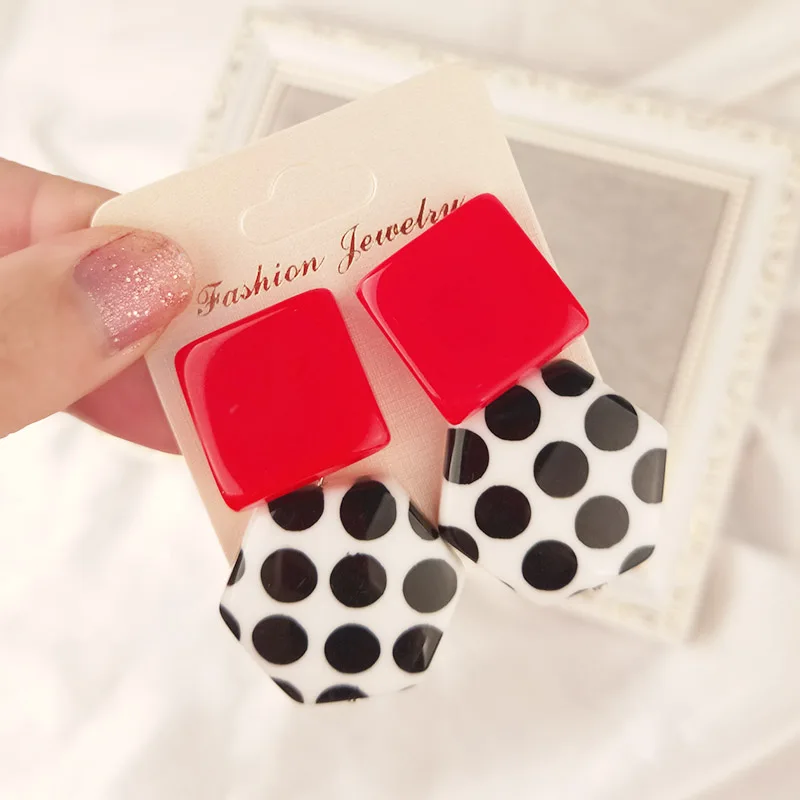 Guanlong Vintage Fashion Drop Resin Big Earrings for Women Dangle Long Geometric Spot Acrylic Metal Earring Girls Party Jewelry (3)