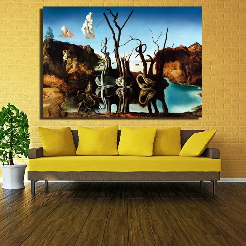 Картина на холсте с изображением лебедей и слонов, настенные картины для гостиной, домашний декор, принт