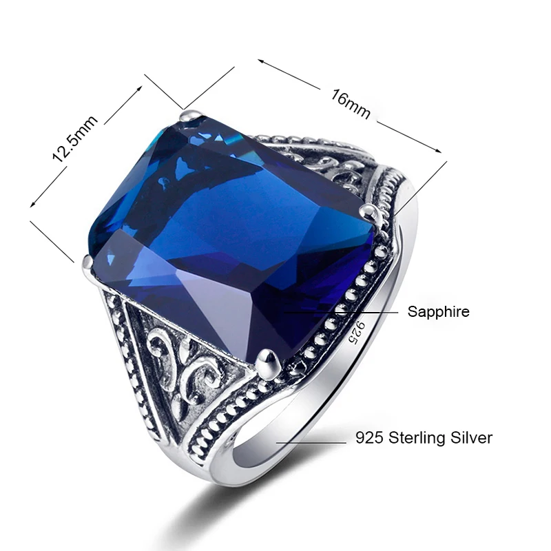 Женское кольцо из серебра 925 пробы с сапфиром|created sapphire rings|jewelry wedding ringsjewelry rings |