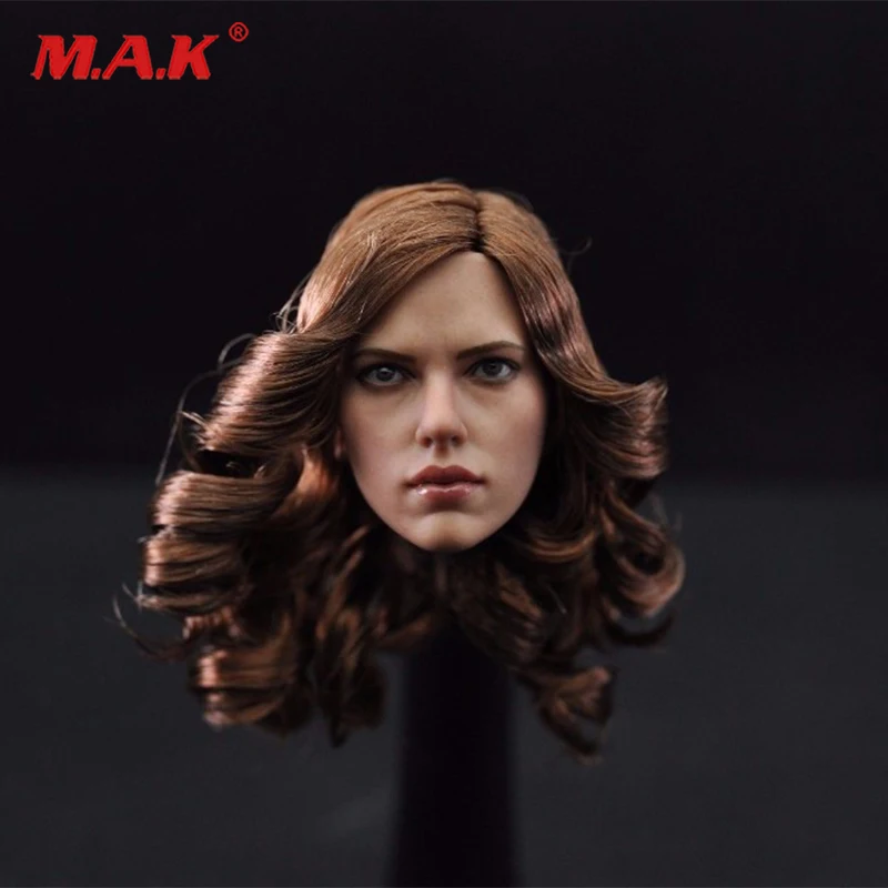 Cabeça da Menina com Curlycarving Figura de Ação Brinquedos para 12 Mulher Viúva Negra Scarlett Johansson Feminino Marrom Modelo 1 – 6