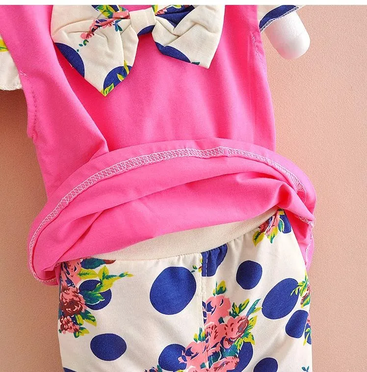 Clothing Sets expensive 2021 Kids Baby Girl Clothing Set Bowknot Summer Floral T-shirts Tops and Pants Leggings 2pcs Cute Children Outfits Girls Set cute Clothing Sets