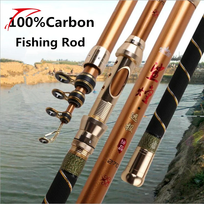 

New 100% Carbon Rod 2.1m 2.4m 2.7m 3.0m 3.6m Spinning Fishing Rod Telescopic Pole Sea Carp Feeder Fishing Rod Long Cast