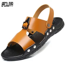 Мужские Кожаные классические спортивные шлепанцы; мужская пляжная обувь; Повседневная обувь без застежки; высококачественные сандалии; тапочки с мягкой подошвой