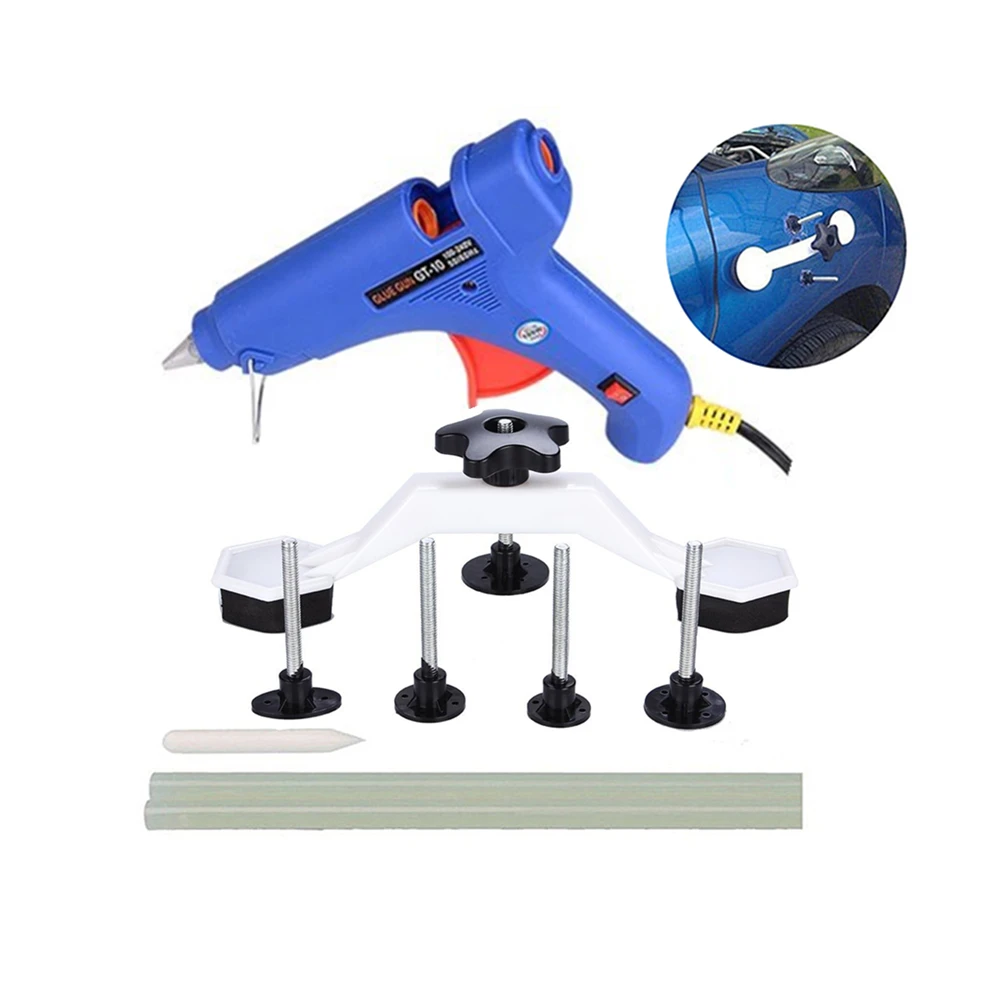  Car Dent Remover Puller Bridge Set & 100W Glue Gun Paintless Dent Repair Hail Removal Tools PDR Too
