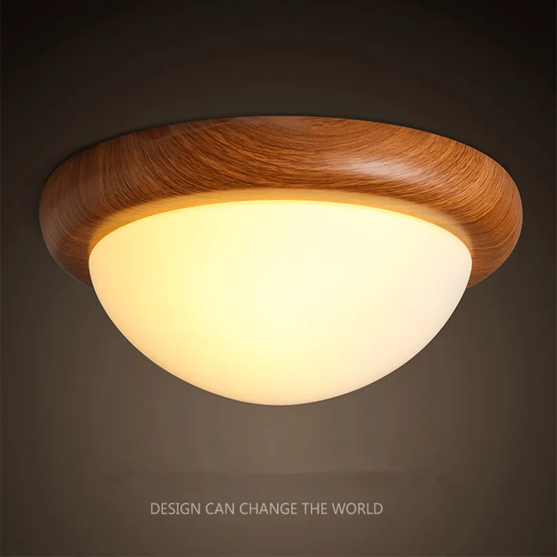 Modern Simple Corridor E27 Led Ceiling Light Creative Simulated Wood Frosted Glass Study Room Led Original Bulb Ceiling Lamp