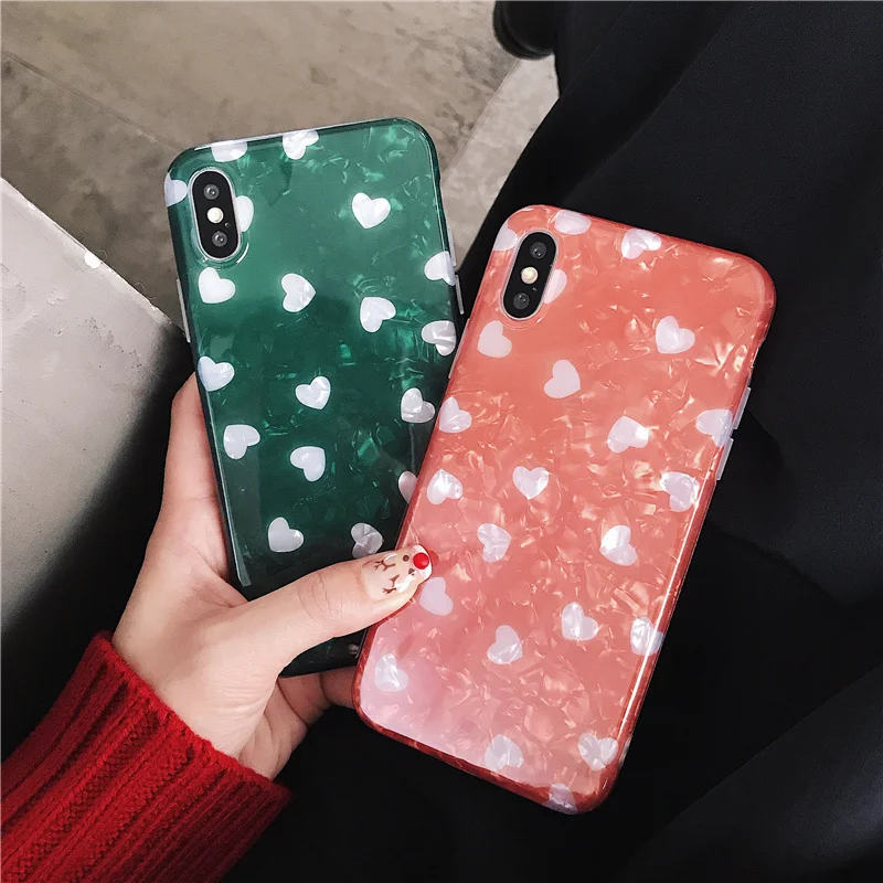 

Retro Love Heart Phone Case For iphone XS Max Case For iphone XR X 8 7 6S 6 Plus Back Cover Fashion Soft TPU Cartoon Cases