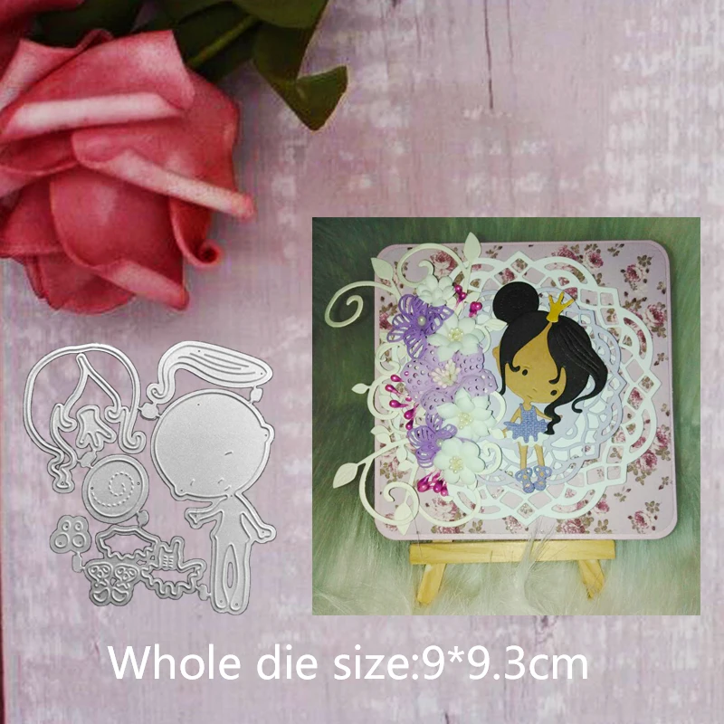 

9*9.3cm Lovely girl Metal Steel Cutting Dies for decor DIY Embossing Scrapbook Paper Craft Cards stencil stamps Dies