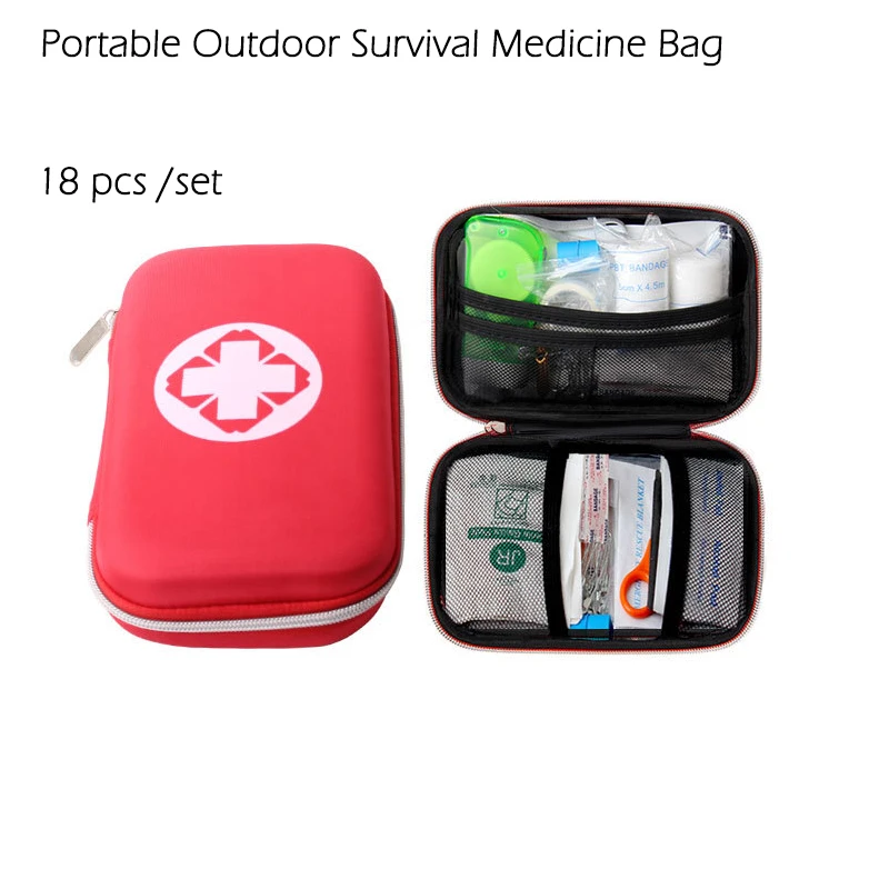 18 pcs /set Survival Medical Bag Emergency First Aid Kit Travel Outdoor