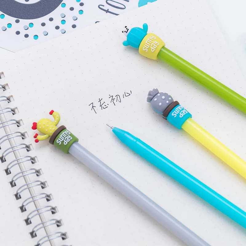 Кавайные Пластиковые чернила, Корейская Милая гелевая ручка для творчества, кактус, нейтральные ручки для школы, письма, офисные принадлежности, ручка, милые канцелярские принадлежности