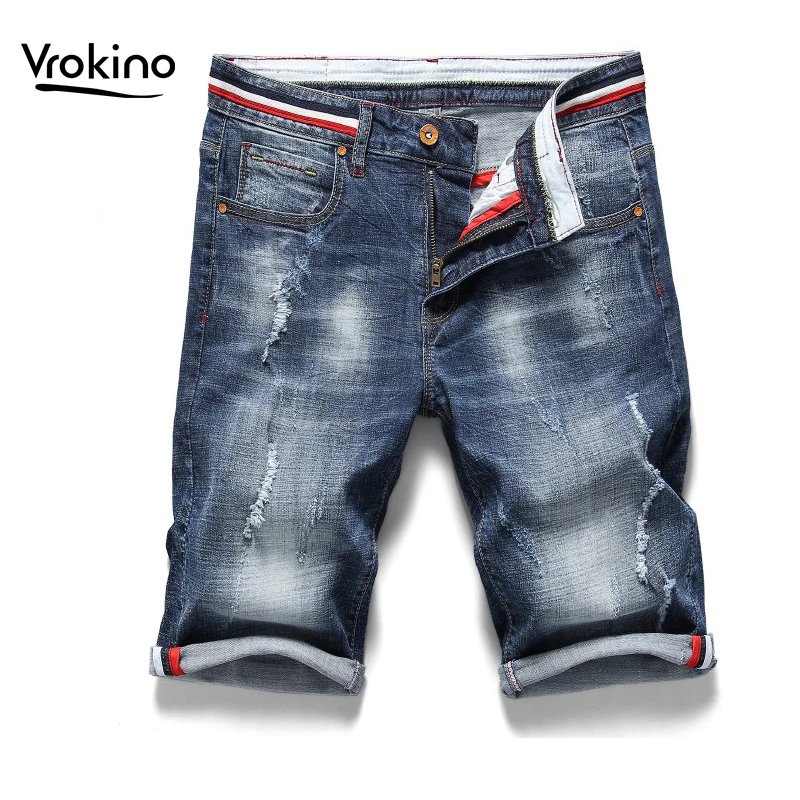 Новые летние список Для мужчин лето эластичный усиленные Шорты Джинсы Бизнес отдыха высокое качество Прямые джинсы мужские трусы