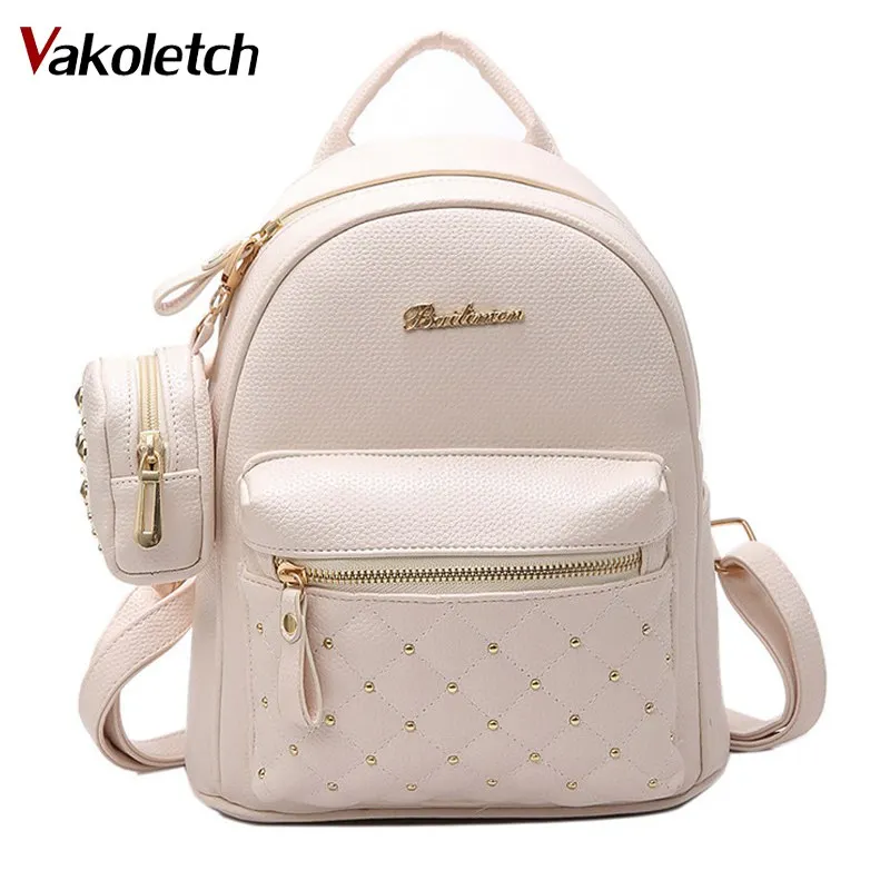 

2019 School Bags for Teenagers Summer New Vintage Retro Lady PU Leather Bag Small Women Mini Backpack Mochila Feminina KL113