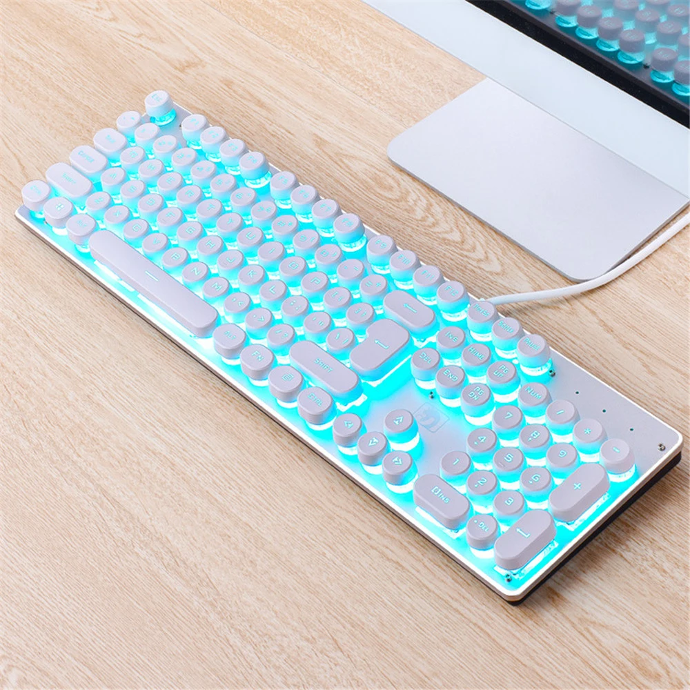 Punk Retro Backlit Keyboard Mechanical Feel Gaming Keyboard Business Office USB Wired Keypadin