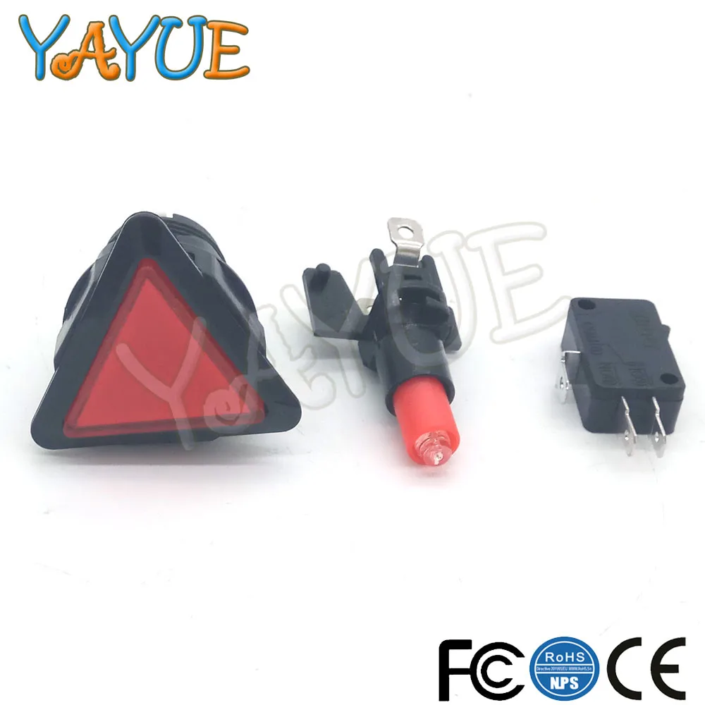 

12v LED Arcade Button Black Circle Illuminated Triangle Push Button with Microswitch For Game Console