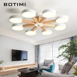 BOTIMI 220 светодиодный LED Люстра для гостиная современный белый блеск деревянный спальня освещение простой поверхностного монтажа люстры