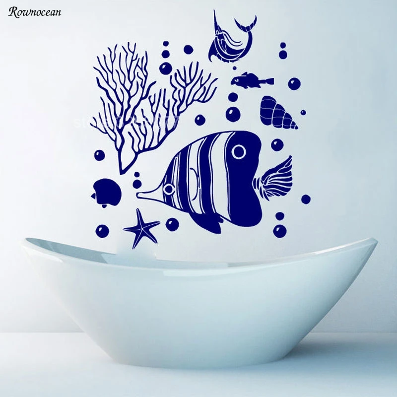 Wall Decals Underwater World Vinyl Sticker Marine Seaweed Ocean Sea