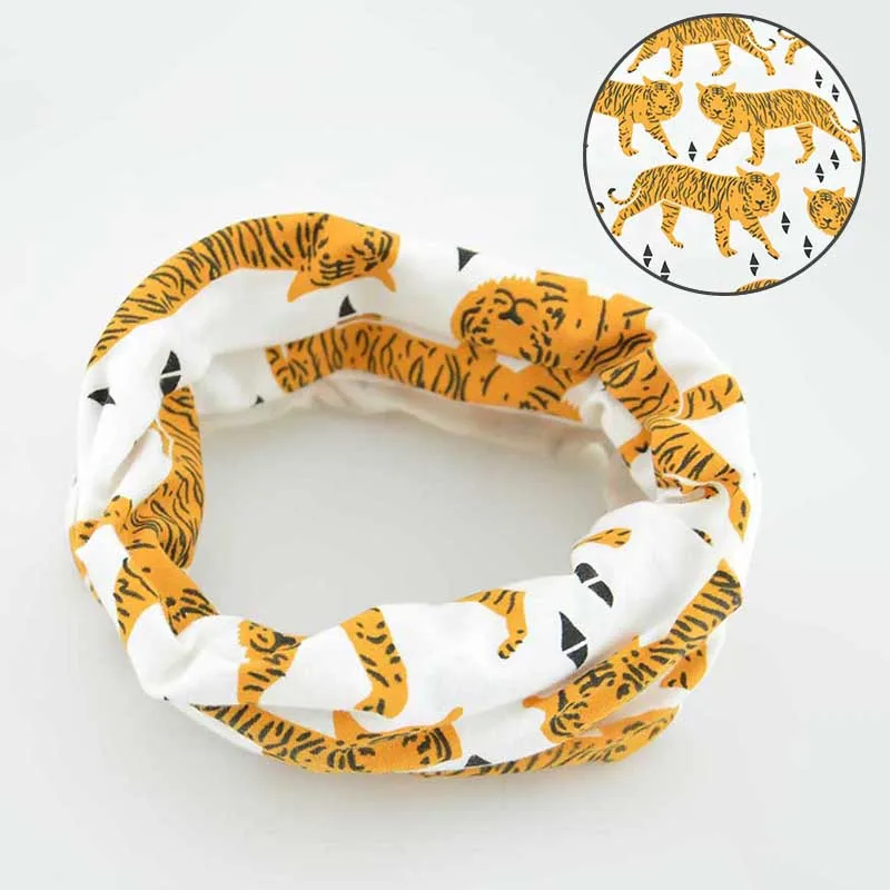 Принт животных хлопок детская шляпа детская шапочка и шарф, капот enfant шляпа для детей от 1 до 3 лет - Цвет: Ring Scarf Tiger