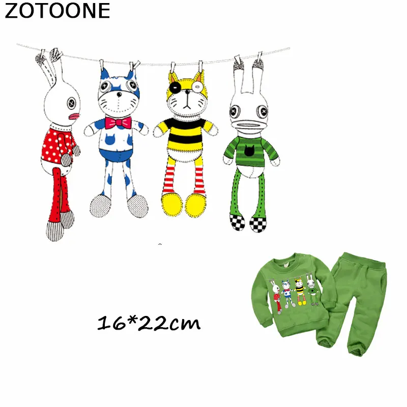 ZOTOONE мультяшный кролик кошка патчи Железный На переноске наклейка для одежды
