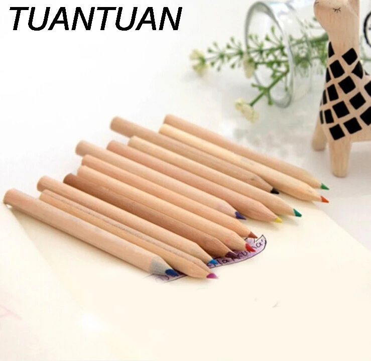 12 Pcs/Pack Lovely Mini Colored Pencil Wooden Painting Colored Pencils with sharpener 12 colors