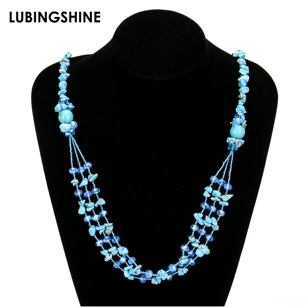 

Bohemian Multilayer Natural Stone Long Necklaces for Women Christmas Jewelry Crystal Beads Choker Collier Statement Necklace