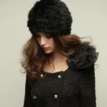 Женская вязаная шапка из кроличьего меха, женская вязаная шерстяная меховая Повседневная шапка, милые шапки для девочек, зимние толстые теплые шапки в русском стиле