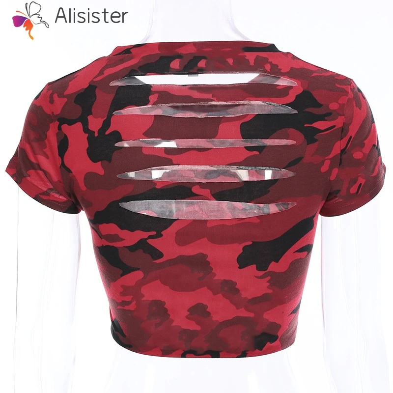 Camo Print Crop Tee летние женские хлопковые топы уличная мода Камуфляжный армейский зеленый Повседневный короткий топ Базовая футболка - Цвет: LXY20180704A5