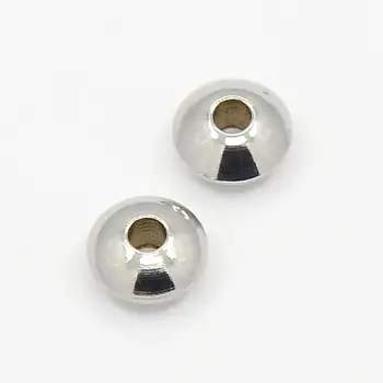 

304 Stainless Steel Smooth Abacus Beads, Stainless Steel Color, 6x3mm, Hole: 2mm