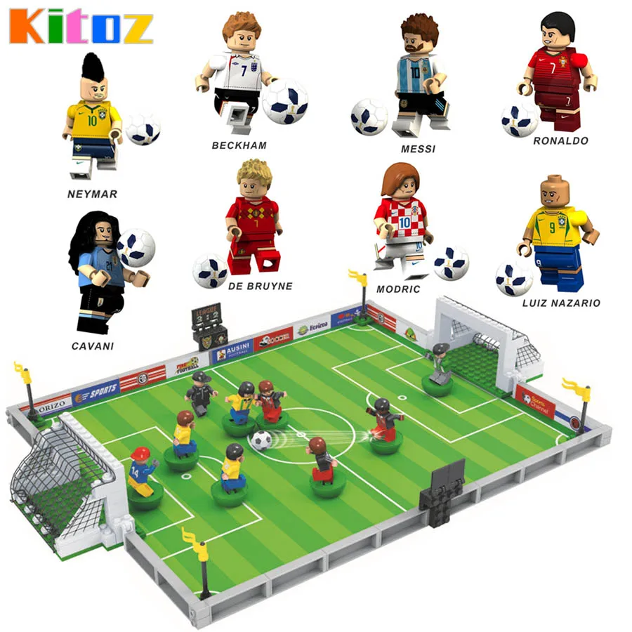 

Russia Football Cup Figure Messi Ronaldo Beckham Neymar Cavani Team World Field Game Building Block Toy Compatible with Lego