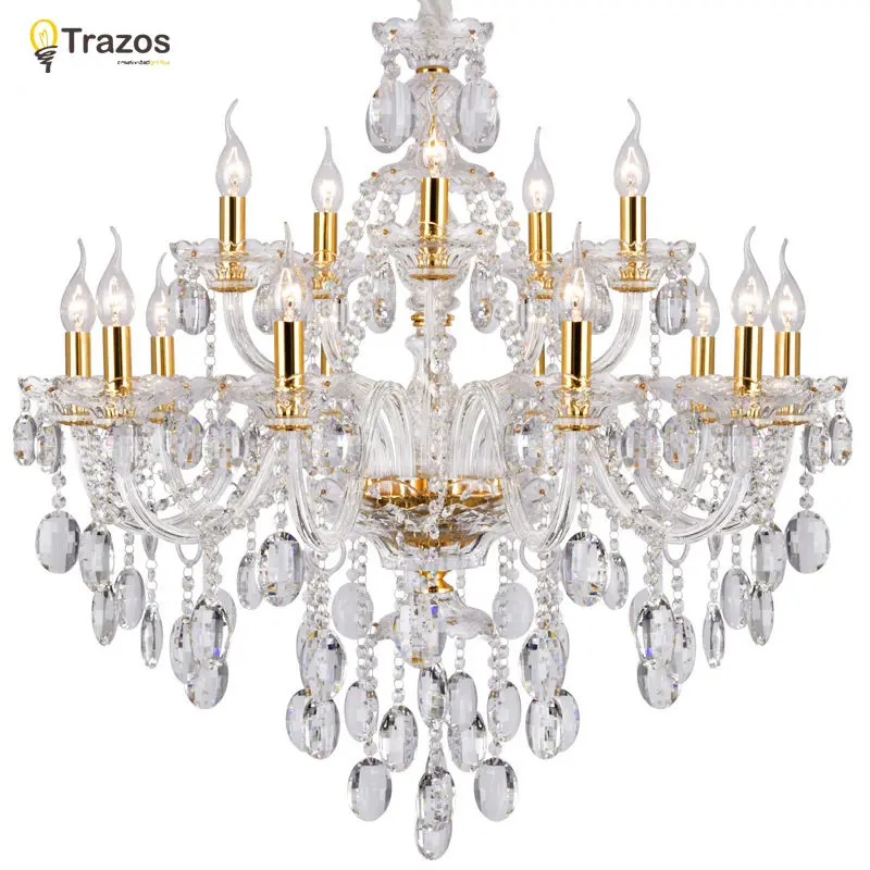 Luxe Kristallen kroonluchter Voor Woonkamer lustre sala de jantar cristal Moderne Kroonluchters Lichtpunt Bruiloft Decoratie