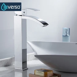 EVERSO Waterfall Kitchen Faucet Mixer Chrome Sink Basin Tap Deck Mounted Hot and Cold Water Mixer Tap