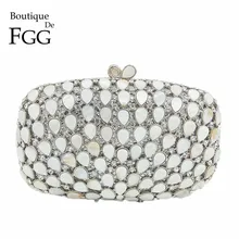 Бутик De FGG натуральный корпус и Кристалл женская серебряная вечерняя сумка для вечеринки металлическая Minaudiere сумочка свадебный кошелек свадебные клатчи