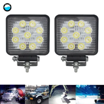 

2pcs 4" Round or Square LED Work Light 27W LED For Car Foglight LED Off-road For SUV ATV Jeep 27W LED Work Light