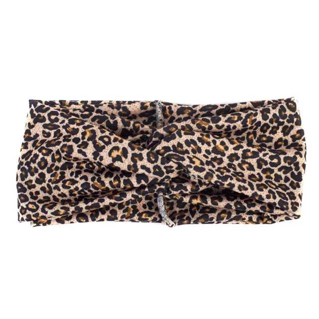 Geebro женские эластичные Лоскутные тюрбаны повязки на голову скрученные Стрейчевые заколки модная повязка на голову для йоги спа повязка на голову для девочек - Цвет: Leopard