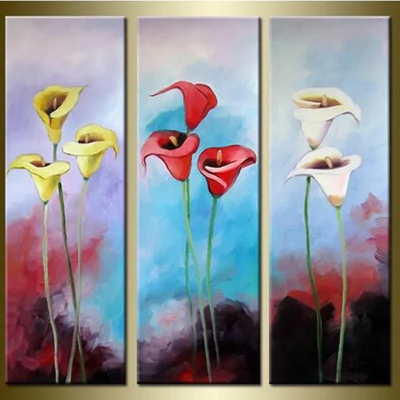Hand Painted Acrylic Floral Paintings Modern Wall Art Red Lily Flower