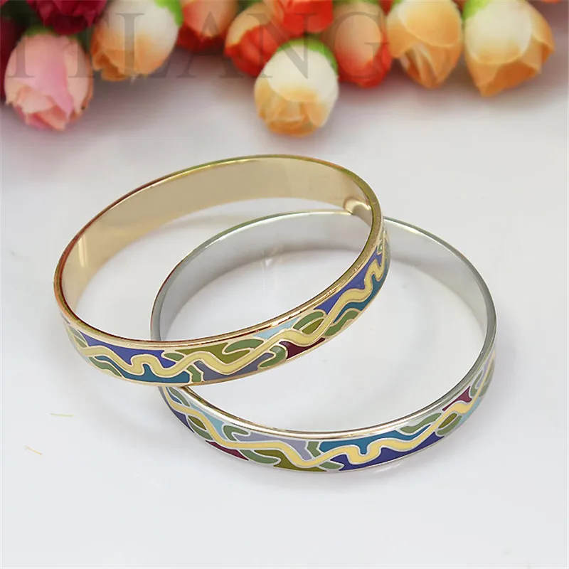 

1.0cm Width Light Green Ribbon Style Copper Enamel Jewelry Bangle