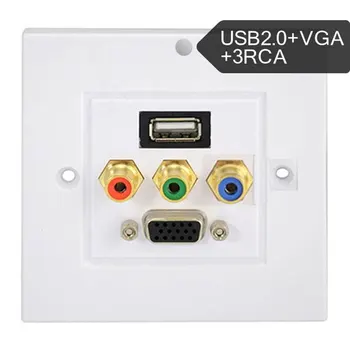 

USB2.0 VGA 3RCA AV Wall Plate Composite Video Audio Adapter Jack Outlet
