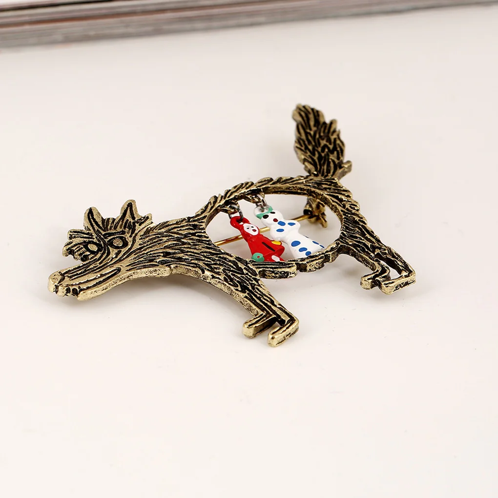 2019 Great Sell Hot Vintage Wolf Brooch Jewelry Little Red Riding Hood Unique Cartoon Punk Brooches Pins For Party