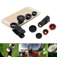 Universal 3 in1 Glass Fisheye Fish Eye Lens Wide Angle Macro Mobile Phone Clip On Camera Lens Kit For iPhone ipad Smart Phone