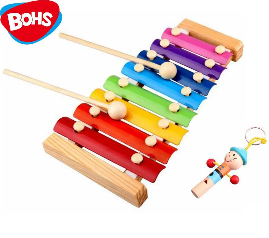 Мелодия ксилофон и свисток ребенка раннего образования деревянные карл орф музыкальных инструментов музыкальные игрушки прицепа 8 весы, 24* 13 см