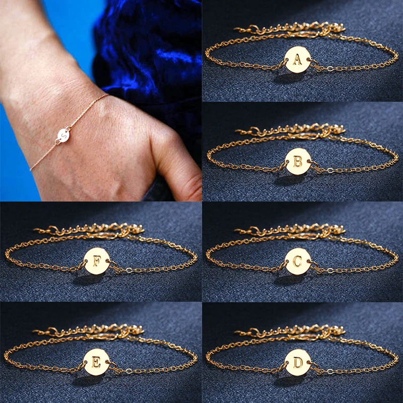 

LNRRABC 1 PC New Initial Adjustable Anklet Women Bracelet 26 Letters Girl Personality Golden A-Z Wristband Fashion Jewelry Gift