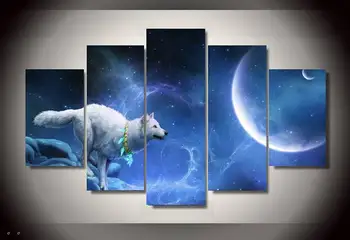 

Hd Printed Magic White Wolf Group Painting Canvas Print Room Decor Print Poster Picture Canvas Free Shipping/90754