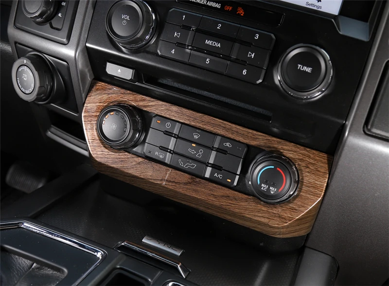 Красный/хром/серебро/древесины AC переключатель + громкости звука Переключатель Панель + gps отделка подходит для ford F150 2015 + Интерьер