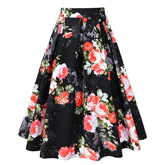 2018 Summer Retro Vintage Skirt 50s 60s Floral Print Skirts Women ...