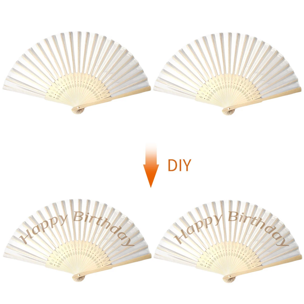 Paper Hand Fan 50 Pcs/lot White Folding Elegant Wedding Party